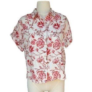 Cynthia Rowley Pink Floral Button Blouse